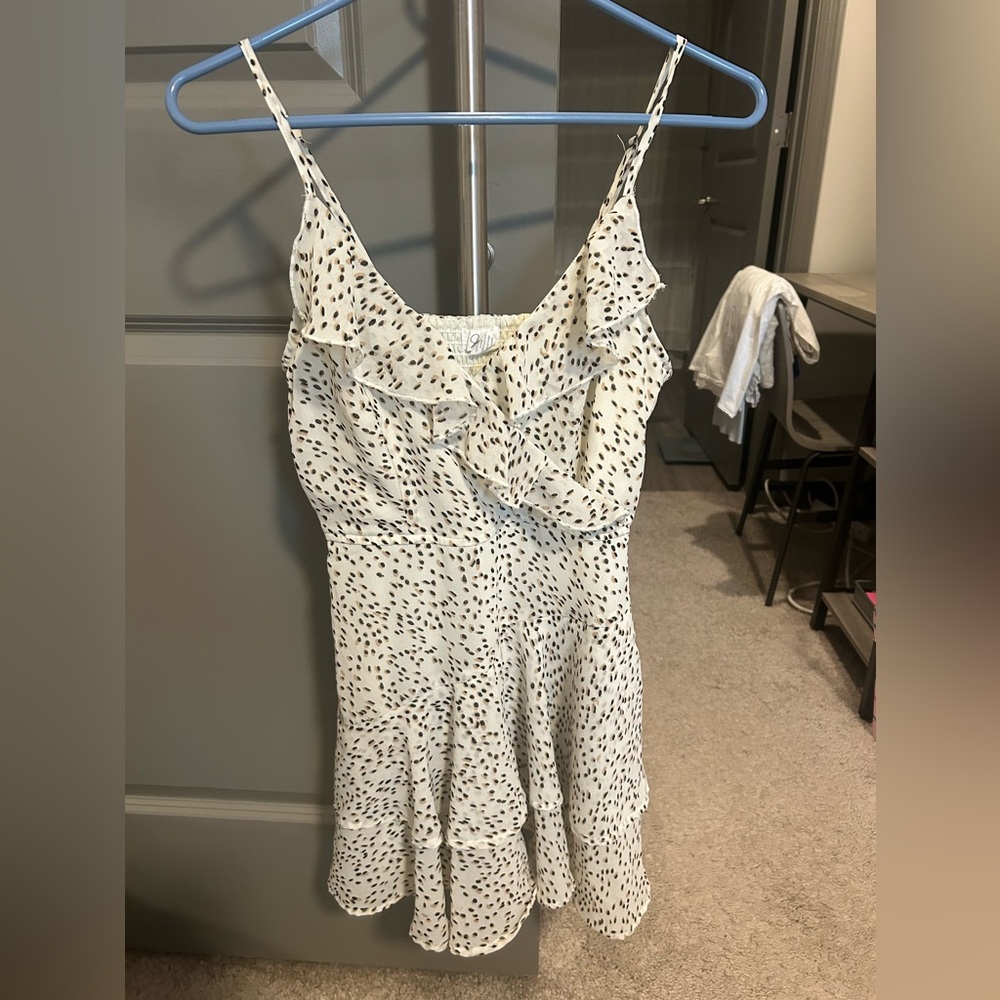Francesca's Collections White and Black Polka Dot Dress